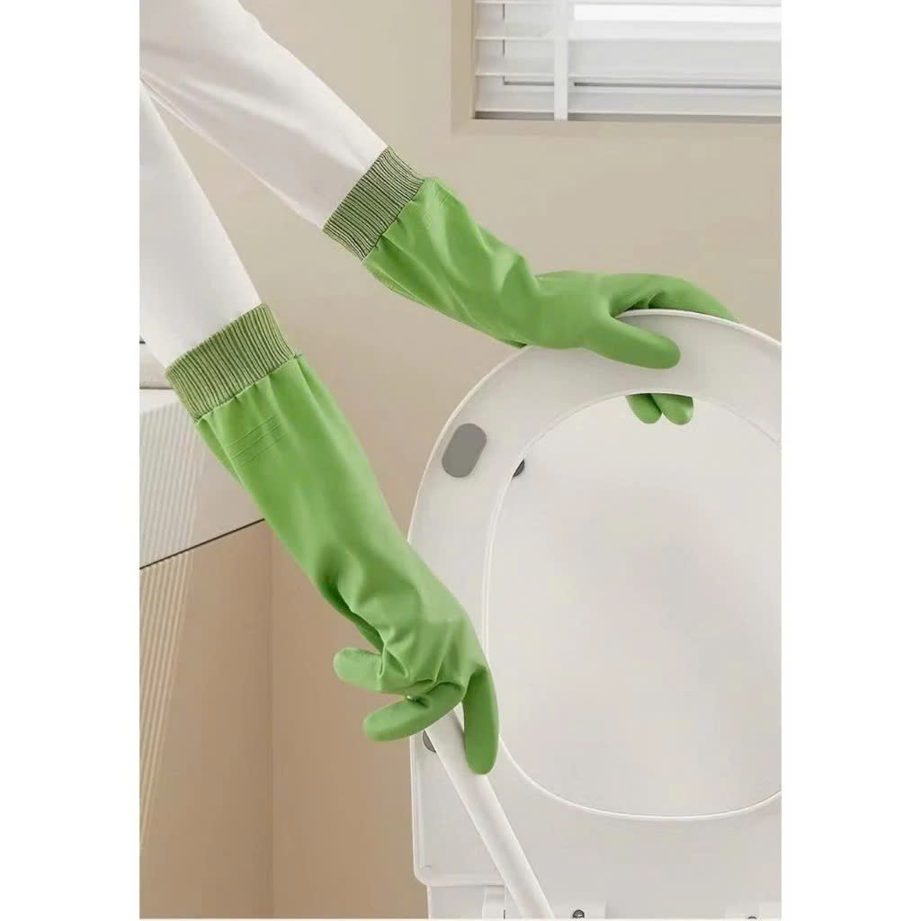 Găng Tay Cao Su Lót Nỉ Dài 33cm – Chống Thấm Nước, Bo Chun Chống Trơn Trượt, Giữ Ấm - Găng Tay Rửa Bát, Dọn Dẹp, Bảo Vệ Tay- Hàng Loại 1-Chất Lượng Cao- Chính Hãng MINIIN