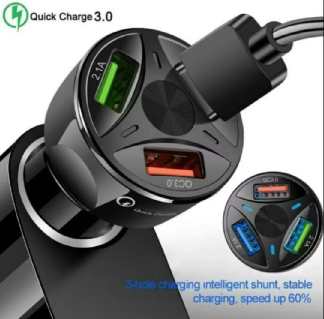 TẨU SẠC ĐIỆN THOẠI 3 CỔNG TRÊN XE HƠI ÔTÔ CAO CẤP