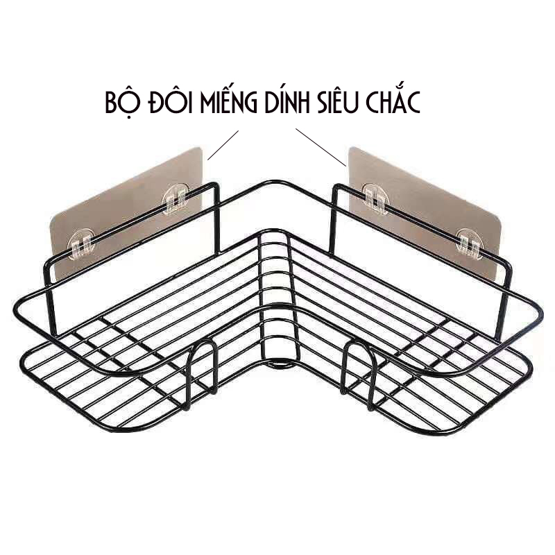 Giá góc, kệ góc treo tường bằng miếng dính cho nhà bếp, phòng tắm thêm gọn gàng, để được nhiều đồ hơn