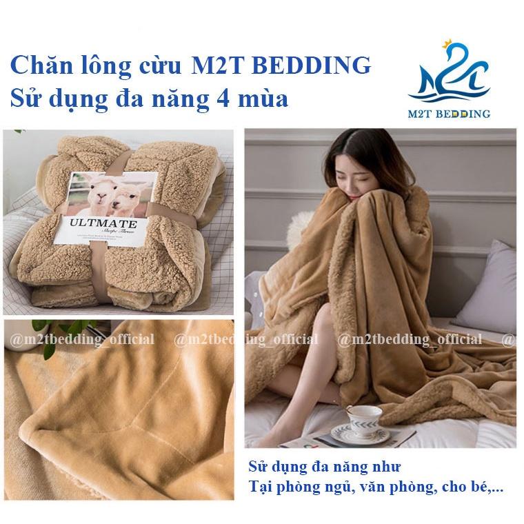 Chăn lông cừu M2T BEDDING, mền lông tuyết dày 2 lớp đại hàn cho bé và gia đình kích thước 2mx2m3