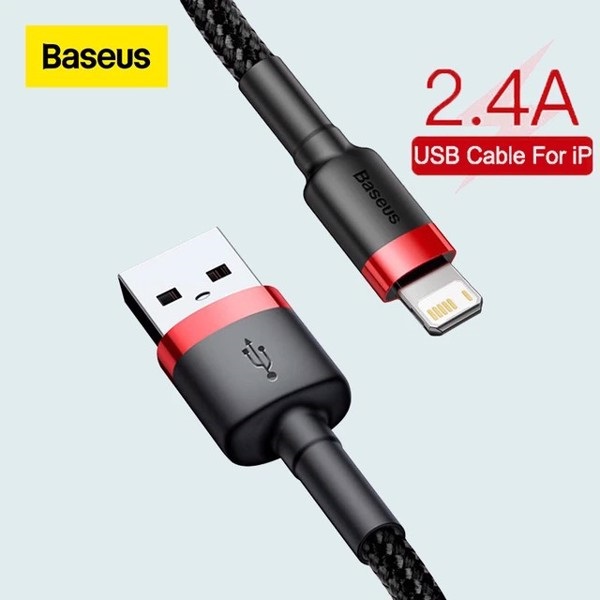 Cáp sạc nhanh 2.4A Baseus Cafule dây bện chống gập đồng bộ data nhanh chóng dành cho iPhone dài 100CM ( nhiều màu ) - Hàng chính hãng