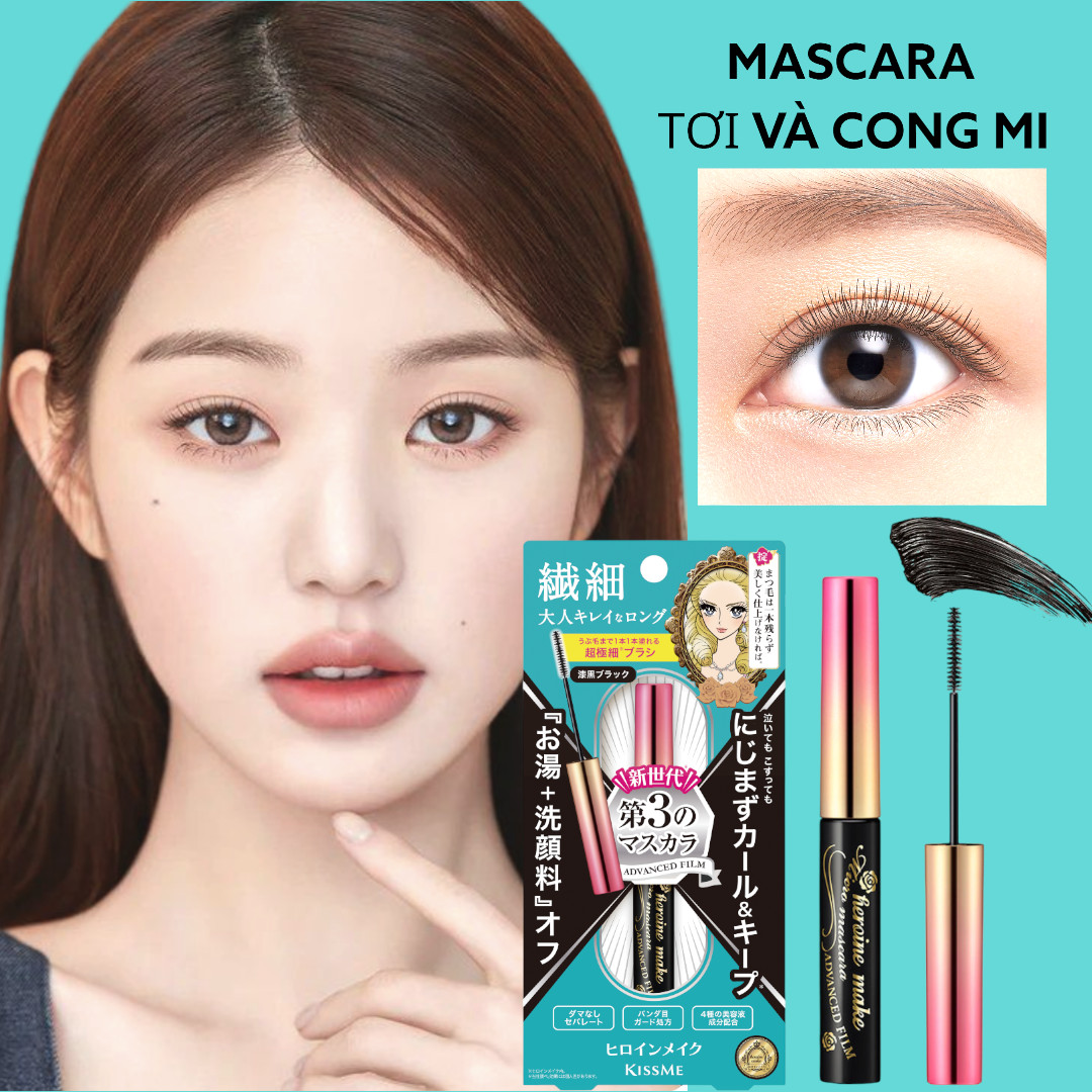 Mascara Màng Film Không Trôi, Làm Tơi Và Dày Rậm Làn Mi Mỏng Kissme Heroine Make Màu Đen 4.5G