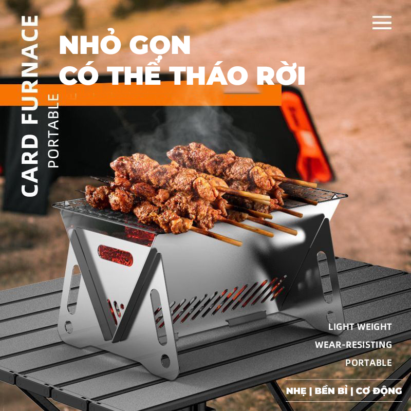 Bếp Nướng BBQ, Bếp Nướng Than Hoa Inox Siêu Đẹp, Siêu Bền, Bếp Nướng Mini, Bếp Than Mini Gấp Gọn