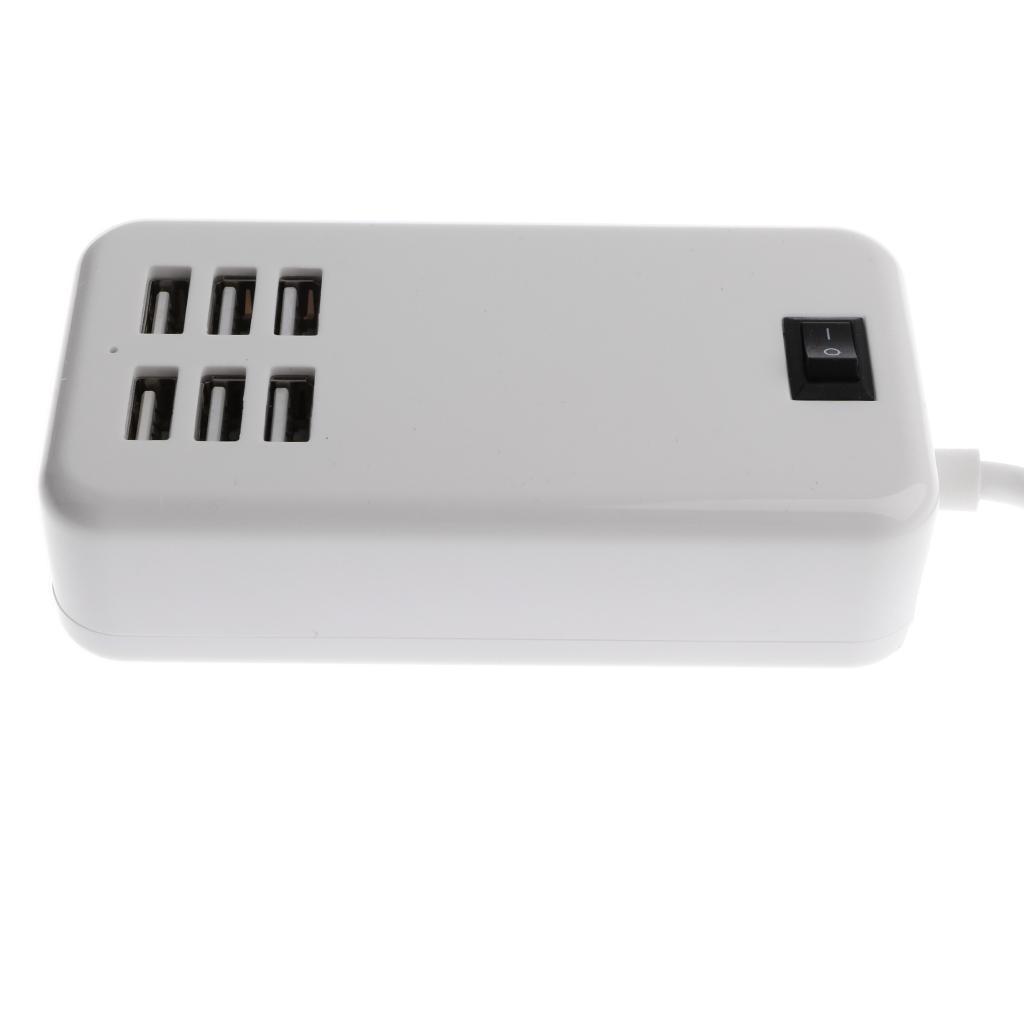 6-Port USB Desktop Charging Station Hub Wall Charger Power Adapter US White