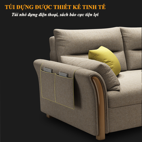 [FREESHIP + TẶNG 6 GỐI] Giường Ghế Sofa Thông Minh, Sofa Giường Đa Năng Tay Gỗ Cao Cấp Khung Thép Đệm Cao Su Có Ngăn Chứa Đồ