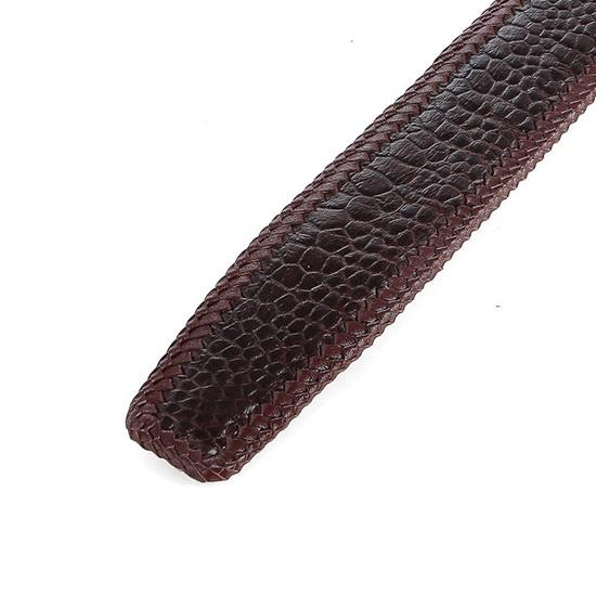 Thắt lưng nam da đà điểu Huy Hoàng đan viền 4P màu đen, nâu đất, vàng bò, nâu đỏ HT4458-62-66-70