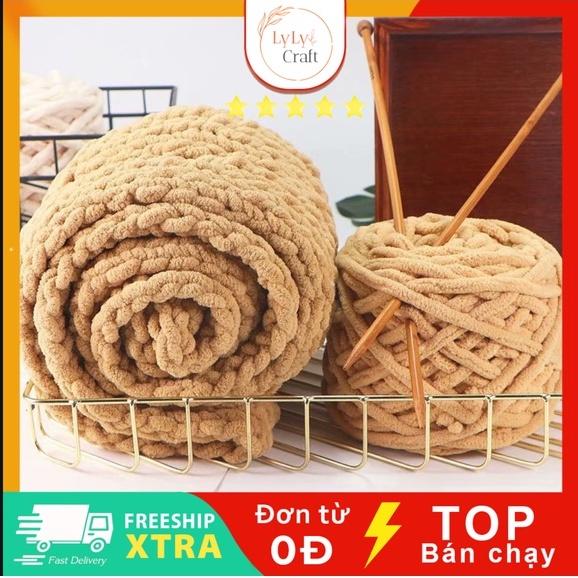 Len Nhung Đũa Cuộn 100gr Sợi  6mm, Len Sợi Đan Khăn Móc Thú Bông, Chăn Mền Mềm Mại