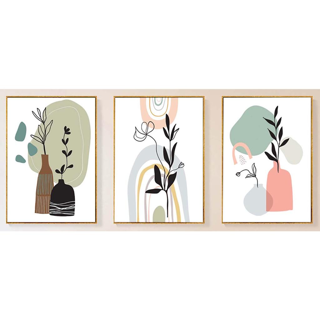 Bộ 3 tranh canvas decor phong cách minimalist, trừu tượng hiện đại - AR112