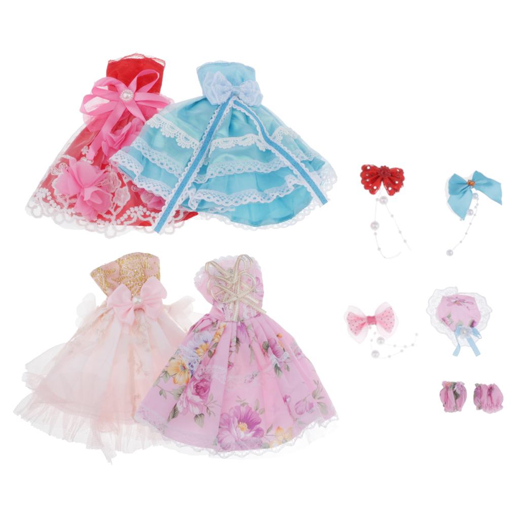 36cm Ball Jointed Girl Doll Body White Skin With 4 Set Princess Dress