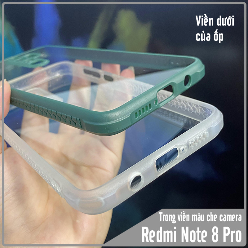 Ốp lưng cho Xiaomi Redmi Note 8 Pro trong viền màu che camera 4 Gốc chống sốc