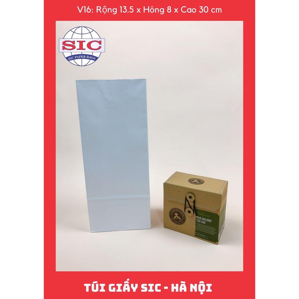 10 CHIẾC TÚI GIẤY KRAFT V16: 13.5x8x33 MÀU TRẮNG CÓ QUAI