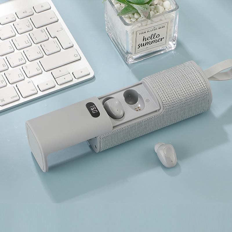 Loa Bluetooth không dây di động 3 trong 1 Tai nghe Bluetooth Pin 1500mAh Power Bank Tai nghe nhét trong tai mini Loa siêu trầm âm thanh nổi Màu sắc: XÁM
