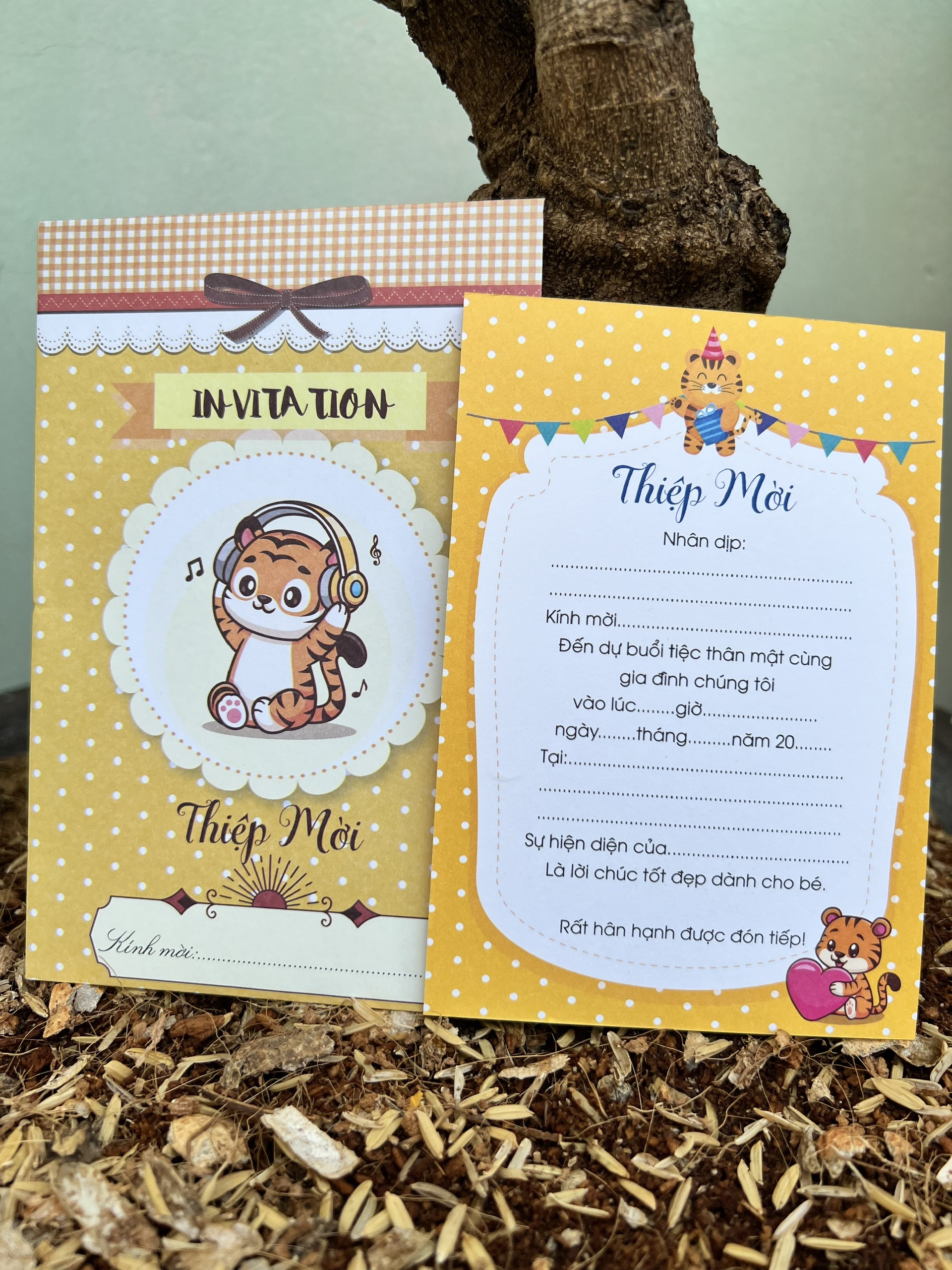 Combo 20 thiệp mời thôi nôi bé trai tuổi cọp