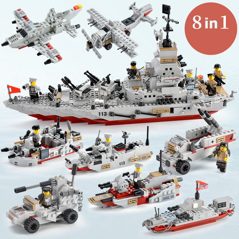 ĐỒ CHƠI LẮP GHÉP XẾP HÌNH MÔ HÌNH CHIẾN HẠM CHIẾN THUYỀN 8 IN 1 PHÁT TRIỂN TƯ DUY CHO BÉ