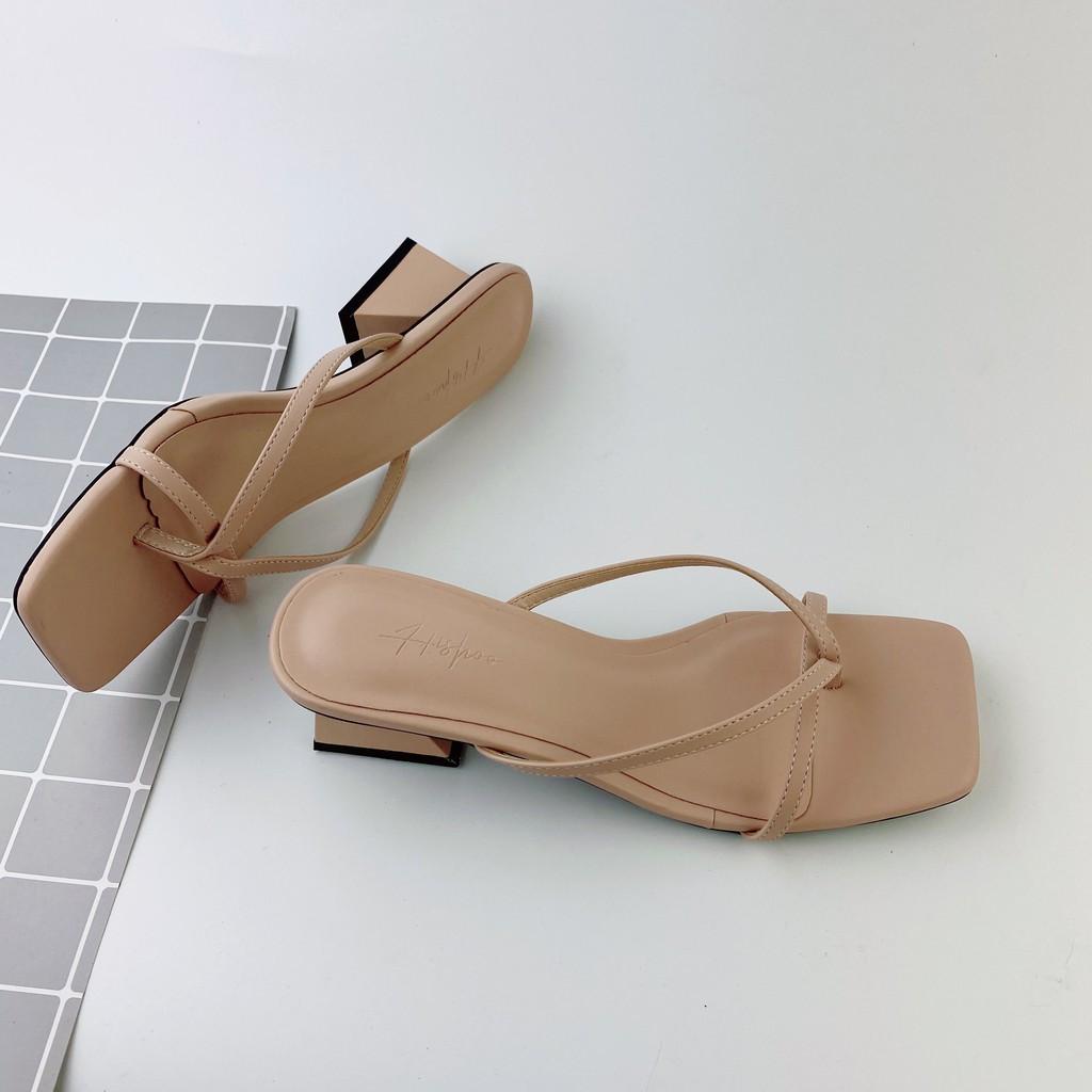 Guốc Cao Gót Xỏ Ngón HISHOO Hàn Quốc cao 5cm màu nude s012