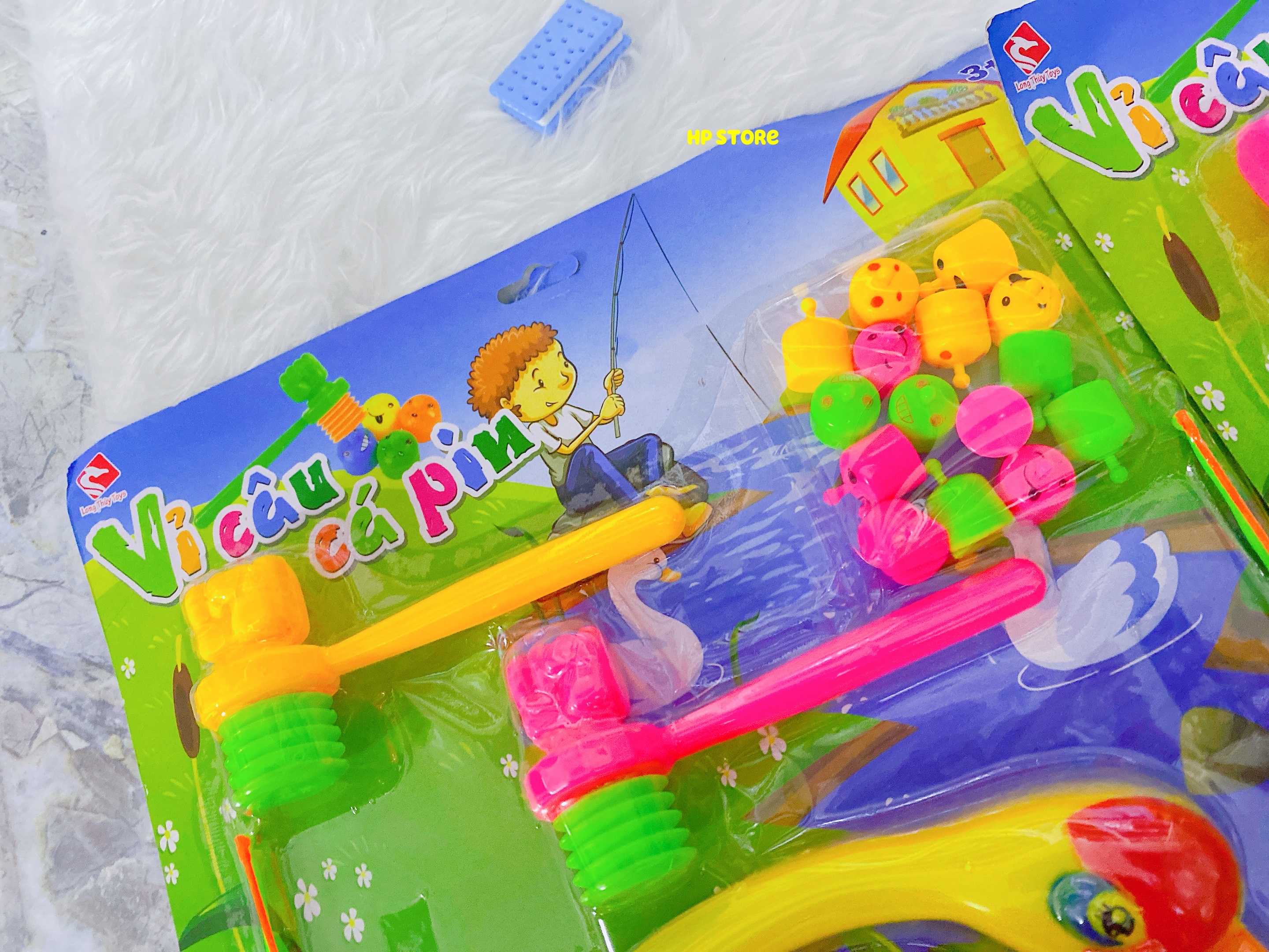 Vỉ Bộ Câu Cá Thiên Nga + Tặng Pin Lớn Kèm 2 Búa Đập,Chuột,2 Cần Câu Có Nhạc Vui Nhộn Đồ Chơi Bé
