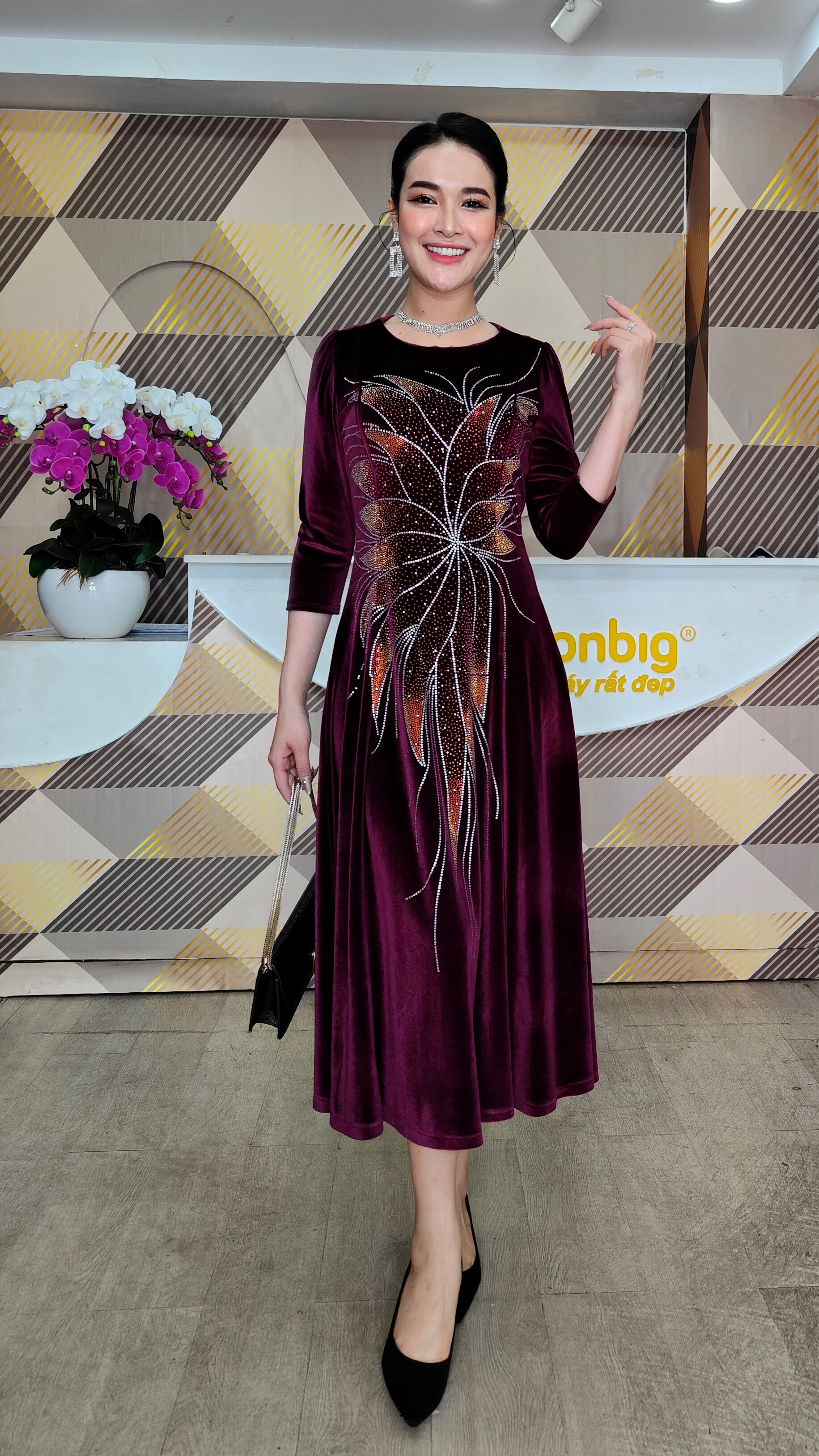 Đầm suông nhung - Y1112 - Thương hiệu Zonbig