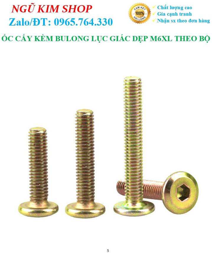 ỐC CẤY KÈM BULONG LỤC GIÁC DẸP M6 x L THEO BỘ
