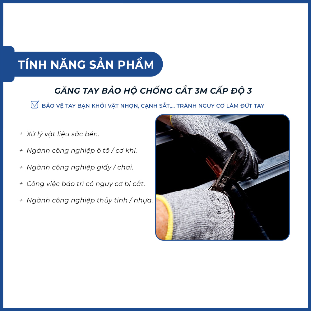 Găng tay chống cắt 3M cấp độ 3 chống đâm xuyên, xé rách, mài mòn