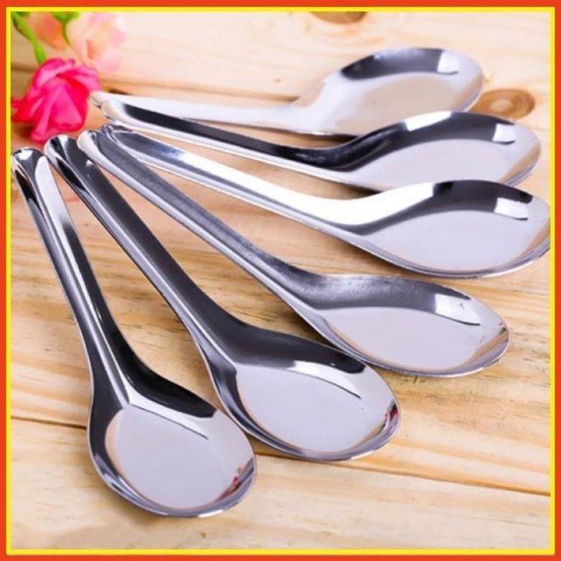 Set 5 thìa inox hoa sen hoàng gia ăn cơm, thìa phở