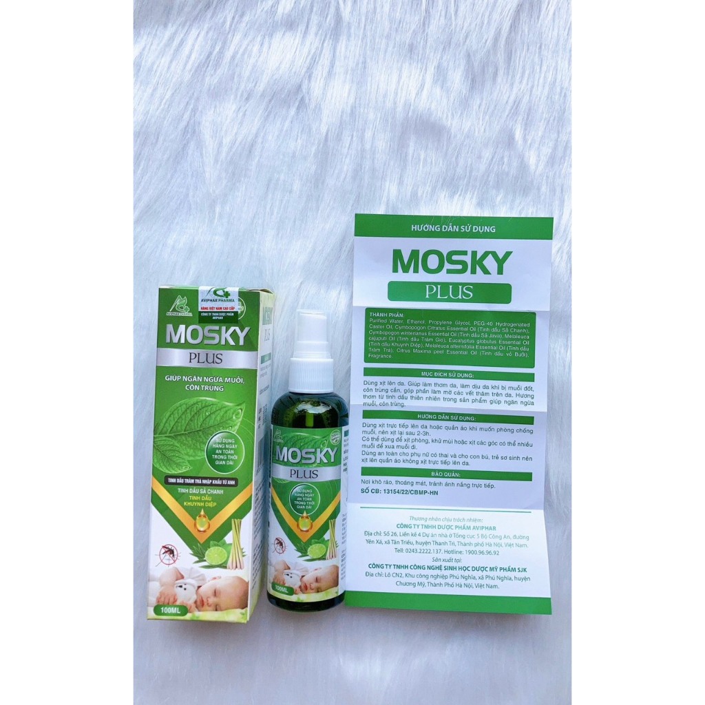 Xịt Muỗi Thảo Dược MOSKY PLUS 100ml giúp ngăn ngừa muỗi và côn trùng