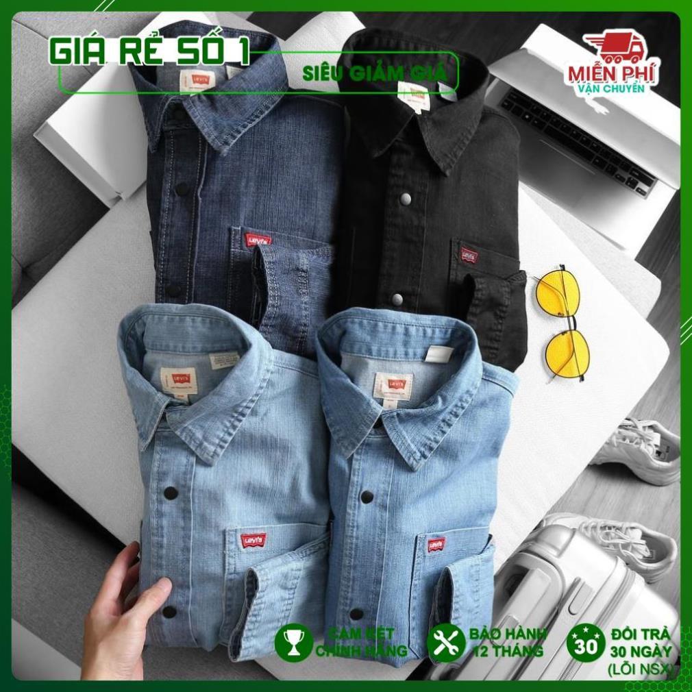 Áo sơ mi jeans nam co giãn , Chất dennim hàng hiệu cao cấp, Sản xuất tại Cambodia