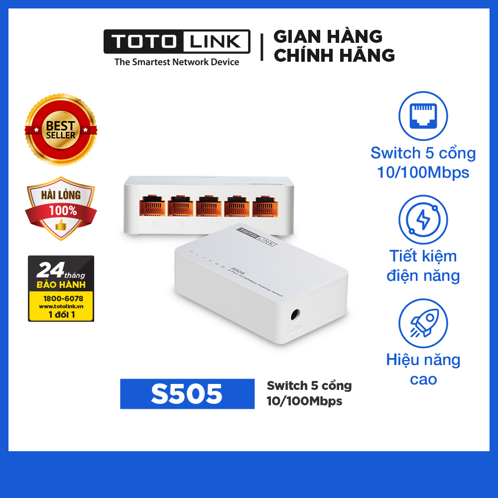 Bộ Chia Mạng 5 Cổng 100mbps Totolink S505 – Hàng Chính Hãng