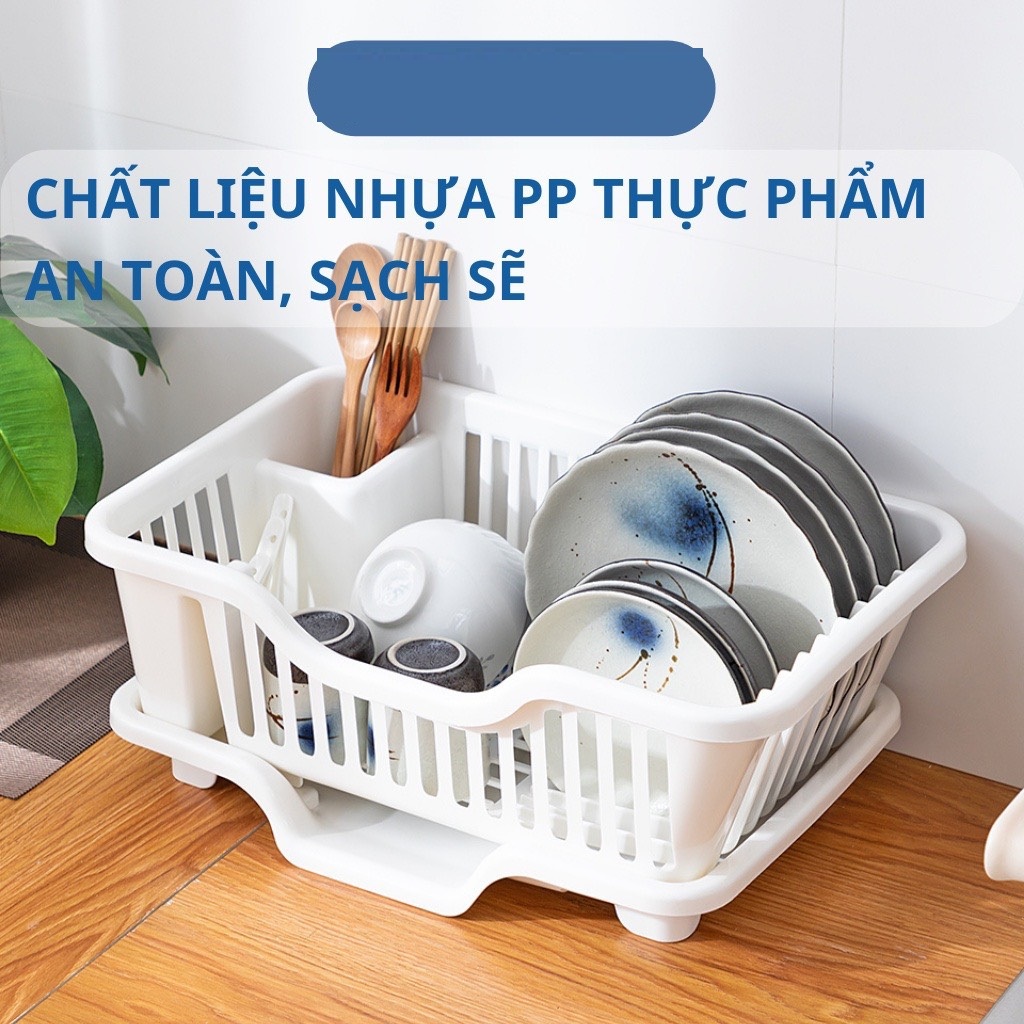 Rỗ úp chén dĩa, có khay để ống đũa, có khay hứng nước - khay úp chén MẪU MỚI