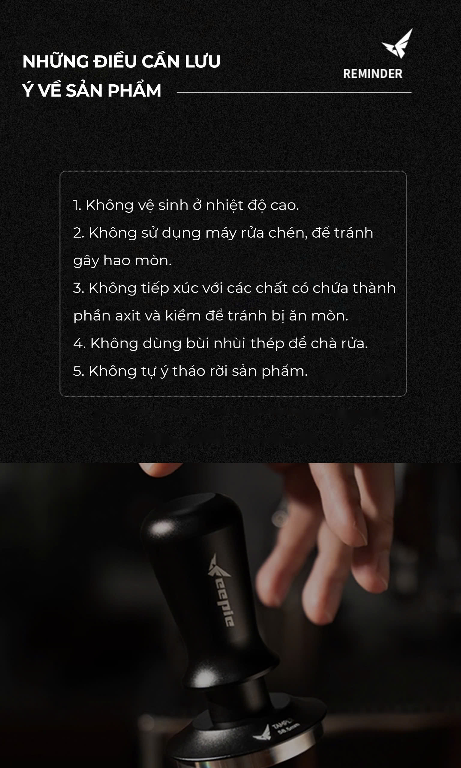 Tamper nén cố định lực màu đen Feepie