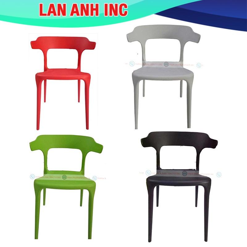 Ghế nhựa cafe văn phòng bàn ăn đúc nguyên khối tựa lưng cao xếp chồng giá rẻ LAD31