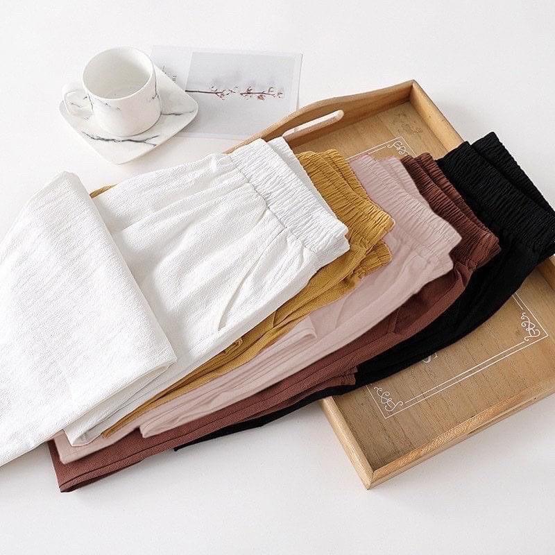 Quần Baggy Nữ Vải Đũi Thái Cạp Chun Nhẹ Mát