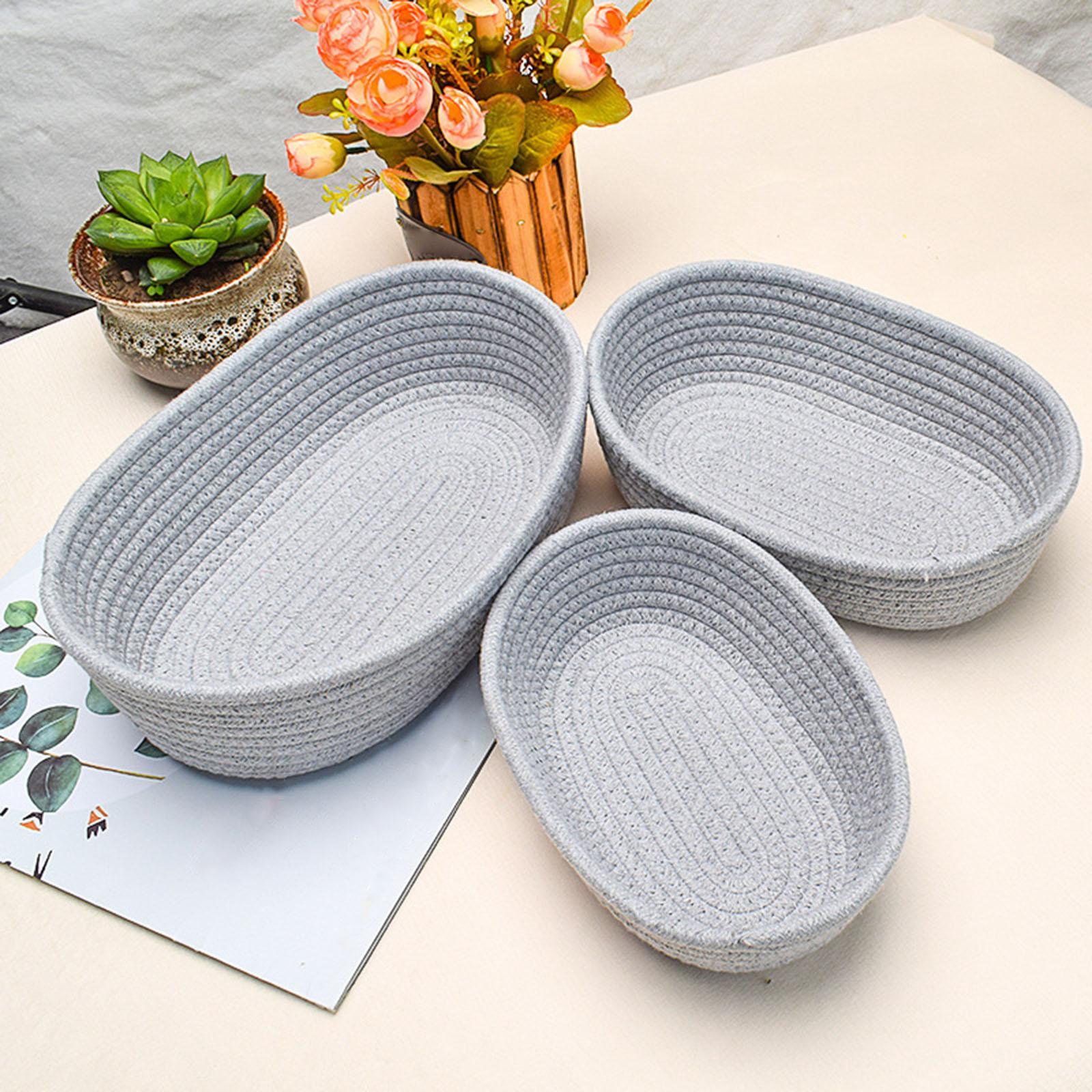 Small Hand Woven Storage Basket Dog Toy Organizer Gray