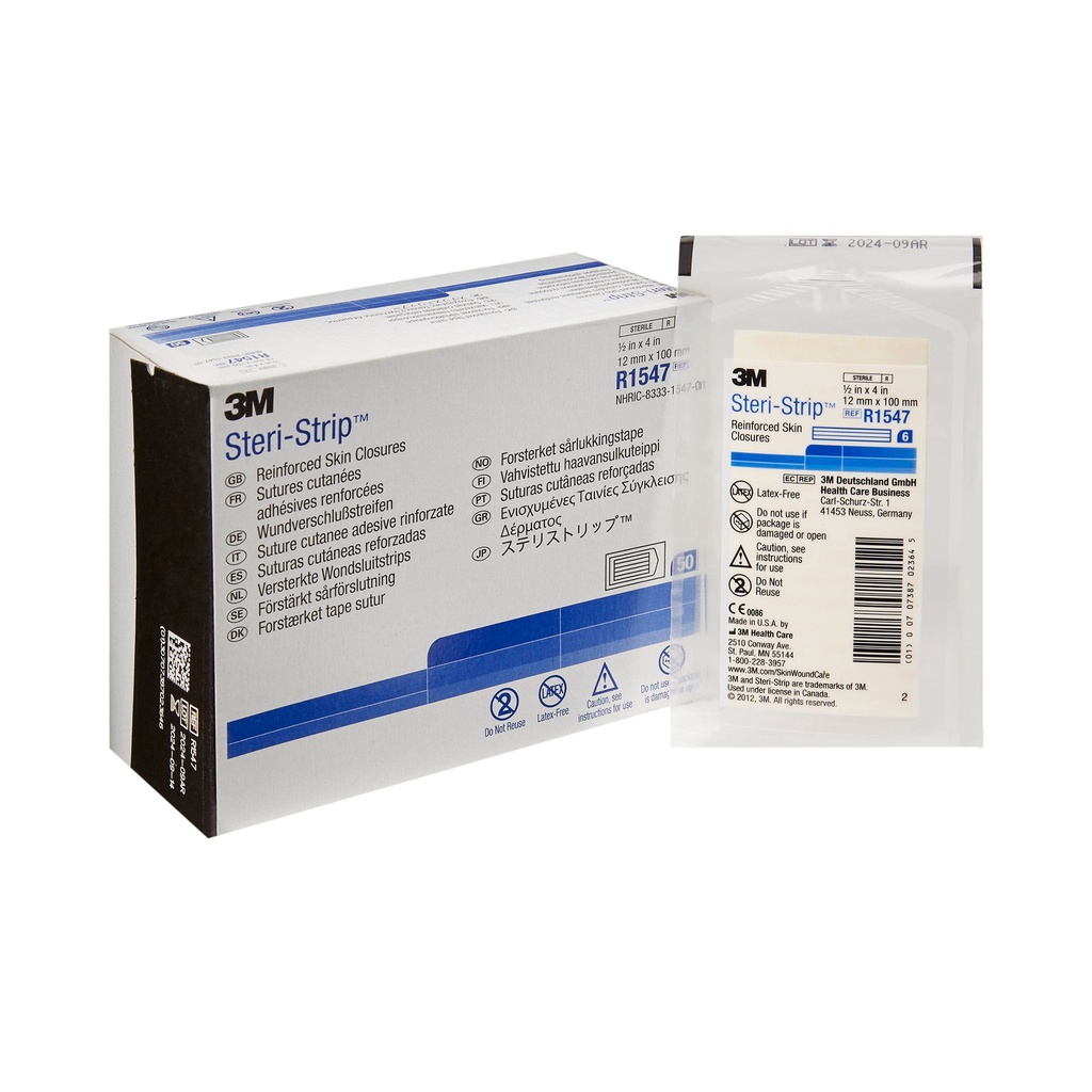 Vỉ 6 miếng dán thay chỉ khâu da 3M Steri-strip™ R1547 – 12mm x 100mm | Sản xuất tại Mỹ