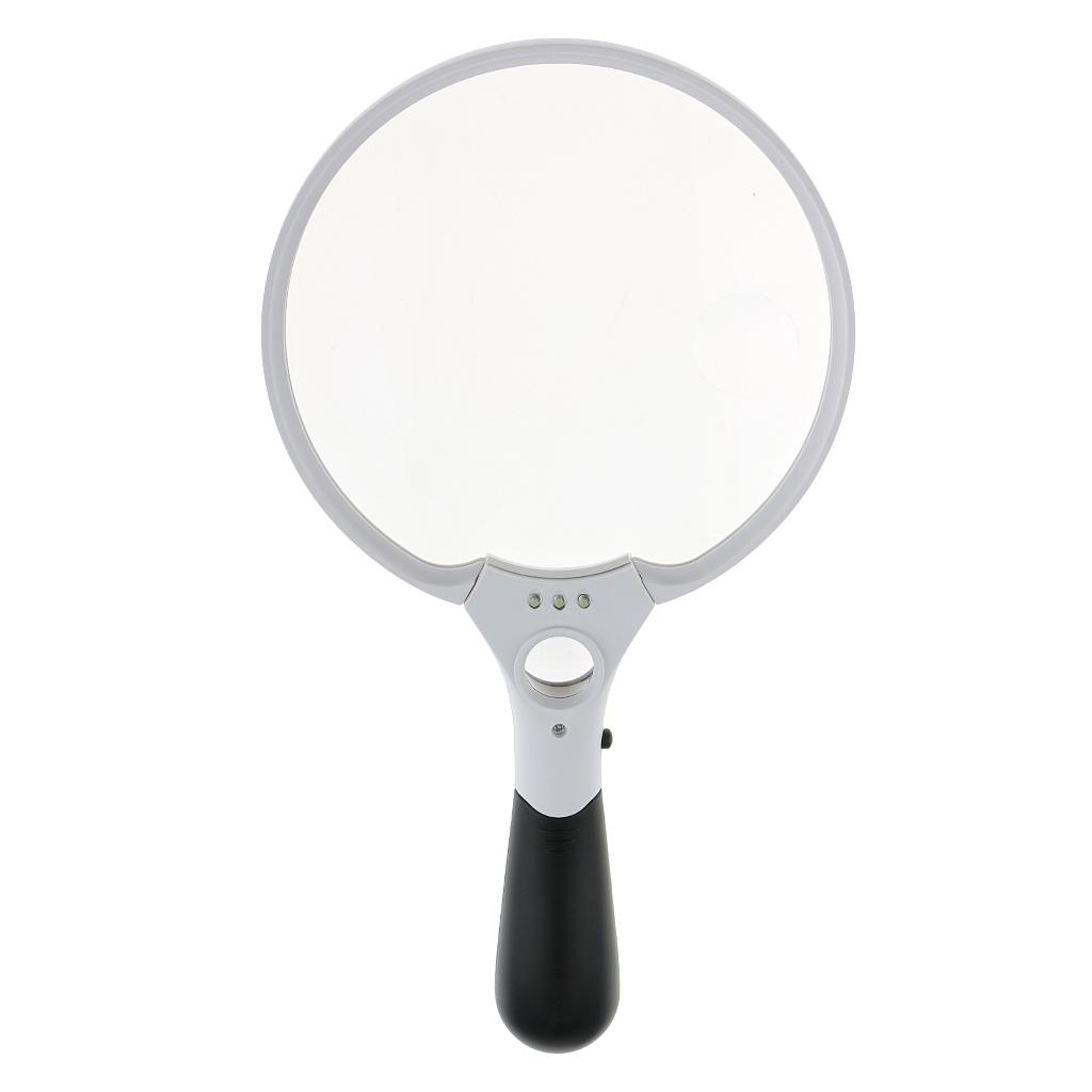 3 LED Light Handheld  Reading Magnifying Glass Lens Jewelry Loupe