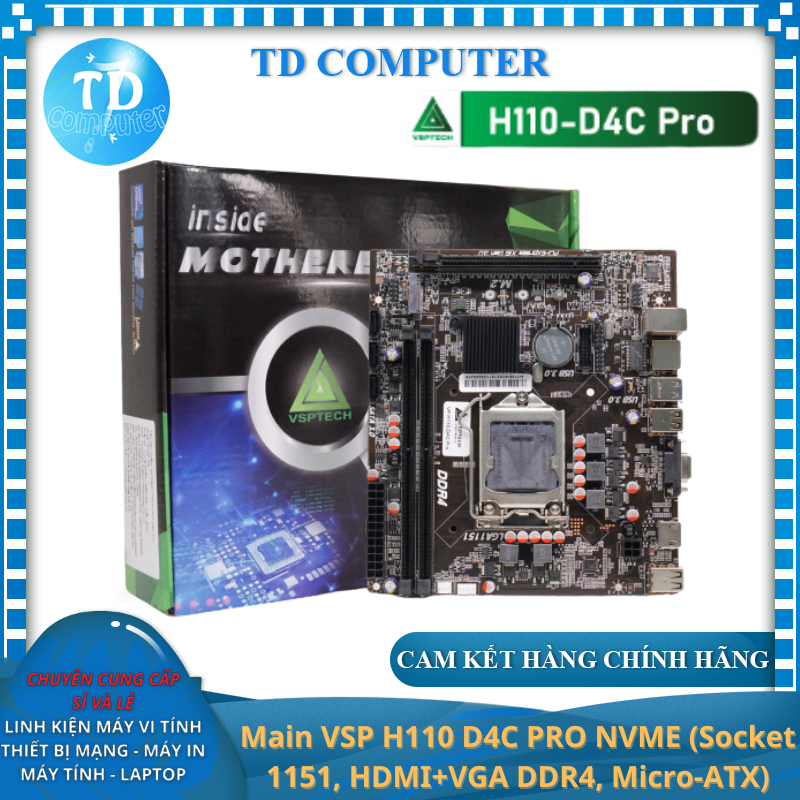 Main VSP H110 D4C PRO NVME (Socket 1151, HDMI+VGA DDR4, Micro-ATX) - Hàng chính hãng VSP phân phối