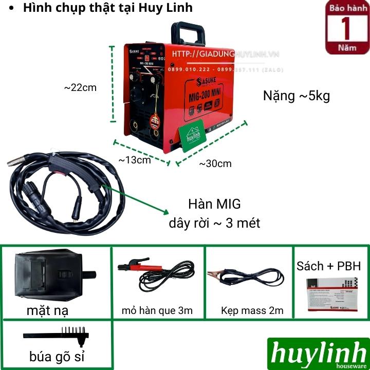 Máy hàn 3 chức năng Sasuke MIG 200 mini NEW - Tặng kèm 1 cuộn dây 1kg - Dây MIG rời 3 mét - Hàng chính hãng