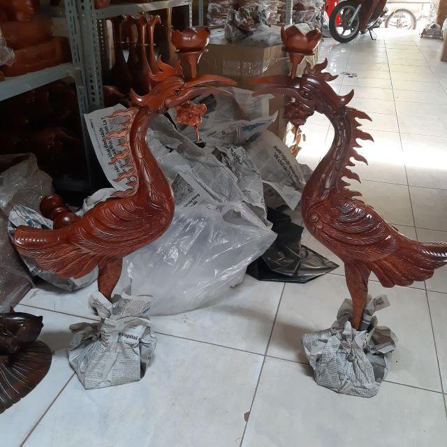 Cặp hạc gỗ hương cao 50cm - 60cm