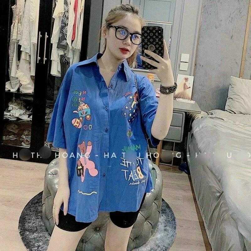 Sét bộ nữ áo áo sơ mi ngắn tay in họa tiết dễ thương mix quần lửng ngố ôm body xinh xắn thời trang nữ dạo phố
