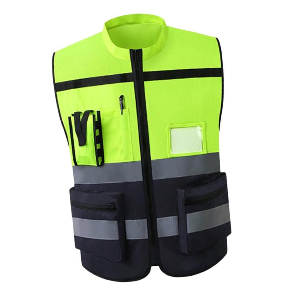 3x High Visibility Safety Vest, Neon Yellow Style-F