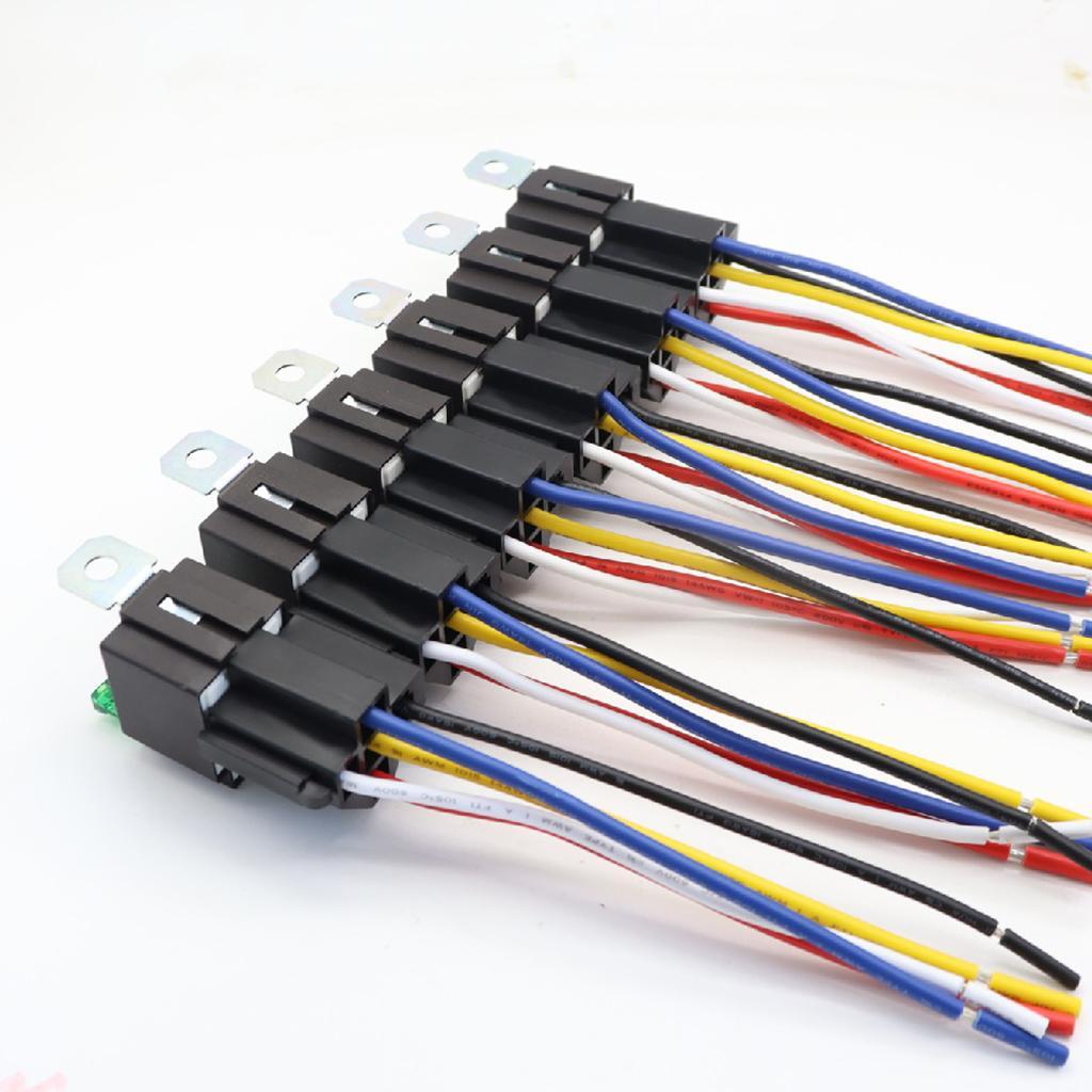 5PIN Automotive Relay Switch Harness Kit 30A Fuse 14AWG Hot Wire 12VDC