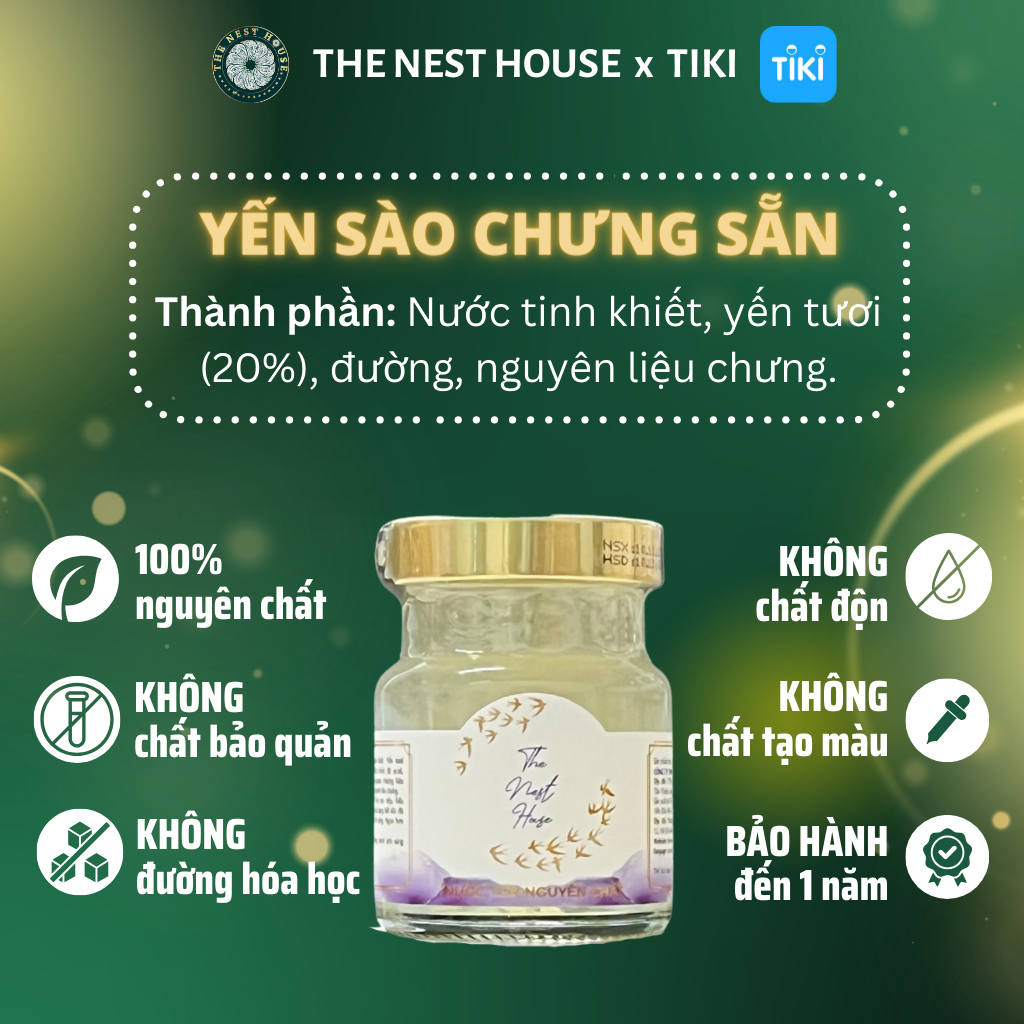 Tổ Yến Sào Chưng Sẵn Nguyên Chất 50% yến hũ 70ml The Nest House