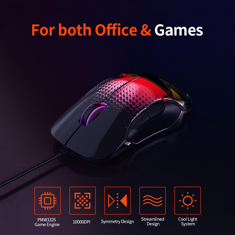 Chuột chơi game có dây Ajazz AJ358 Công thái học 10000DPI cho máy tính để bàn,máy tính xách tay