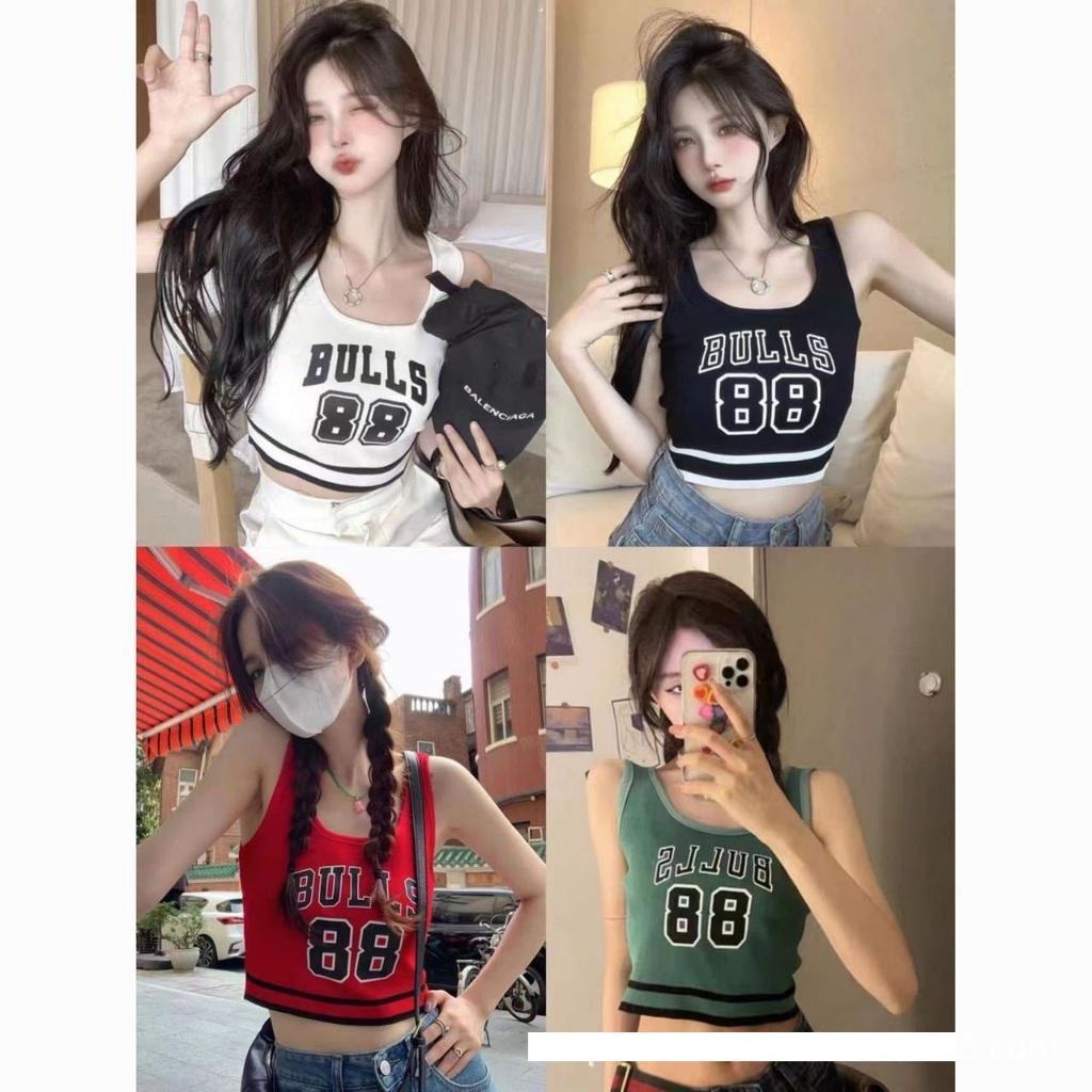 Áo bra bản to thể thao, hoạ tiết chữ Bull88, dáng crotop kèm đệm mút may liền, Thiết Kế thoái mái, ôm nhẹ Sport Nữ