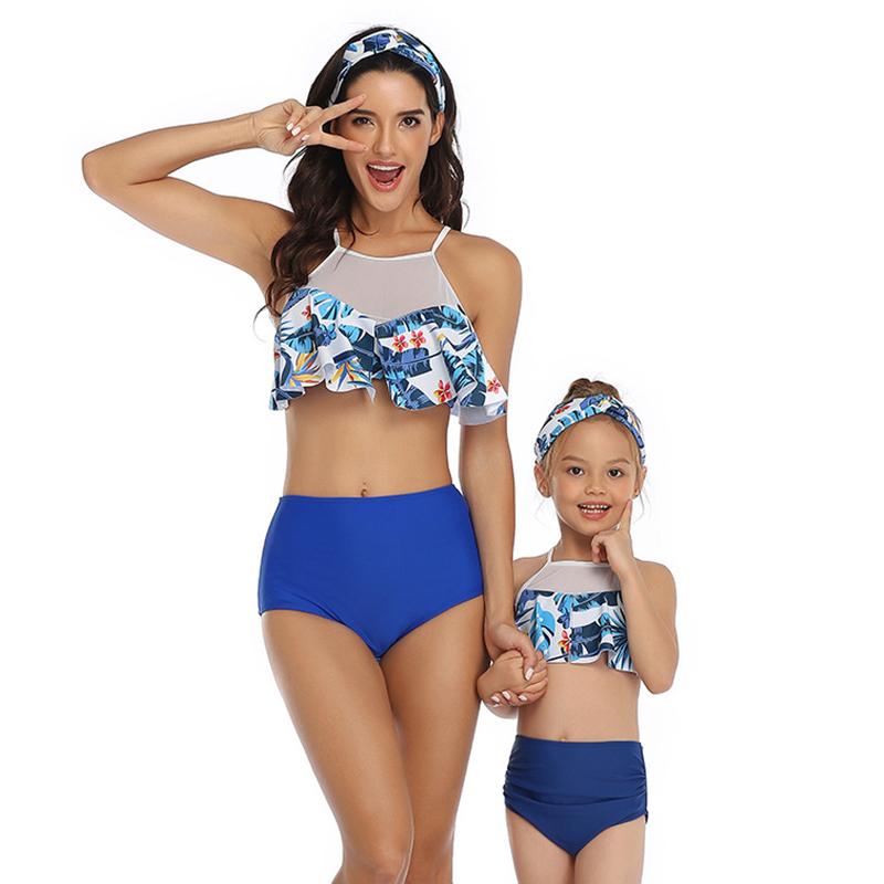 3-12 Tuổi Áo Tắm Bé Gái Hoa Bikini Hè Cha Mẹ-Con Đồ Bơi Trẻ Em Đồ Bơi Bộ Trẻ Em Người Phụ Nữ Đi Biển Tắm phù Hợp Với