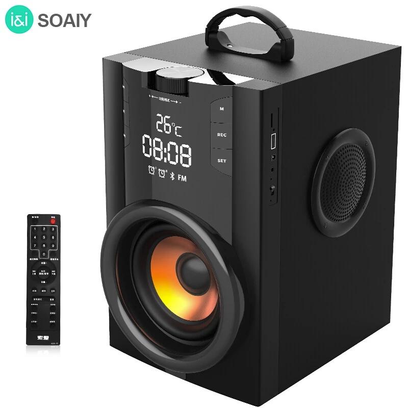 SOAIY Công suất lớn hơn Loa Bluetooth Cột di động Loa ngoài trời Loa siêu trầm Loa vi tính của Trung tâm âm nhạc có điều khiển từ xa Màu sắc: Đen