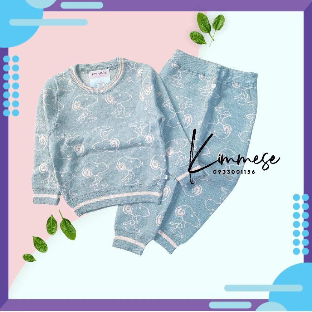 Bộ Nỉ Len Thu Đông Dài Tay Cho Bé - Xanh Snoopy