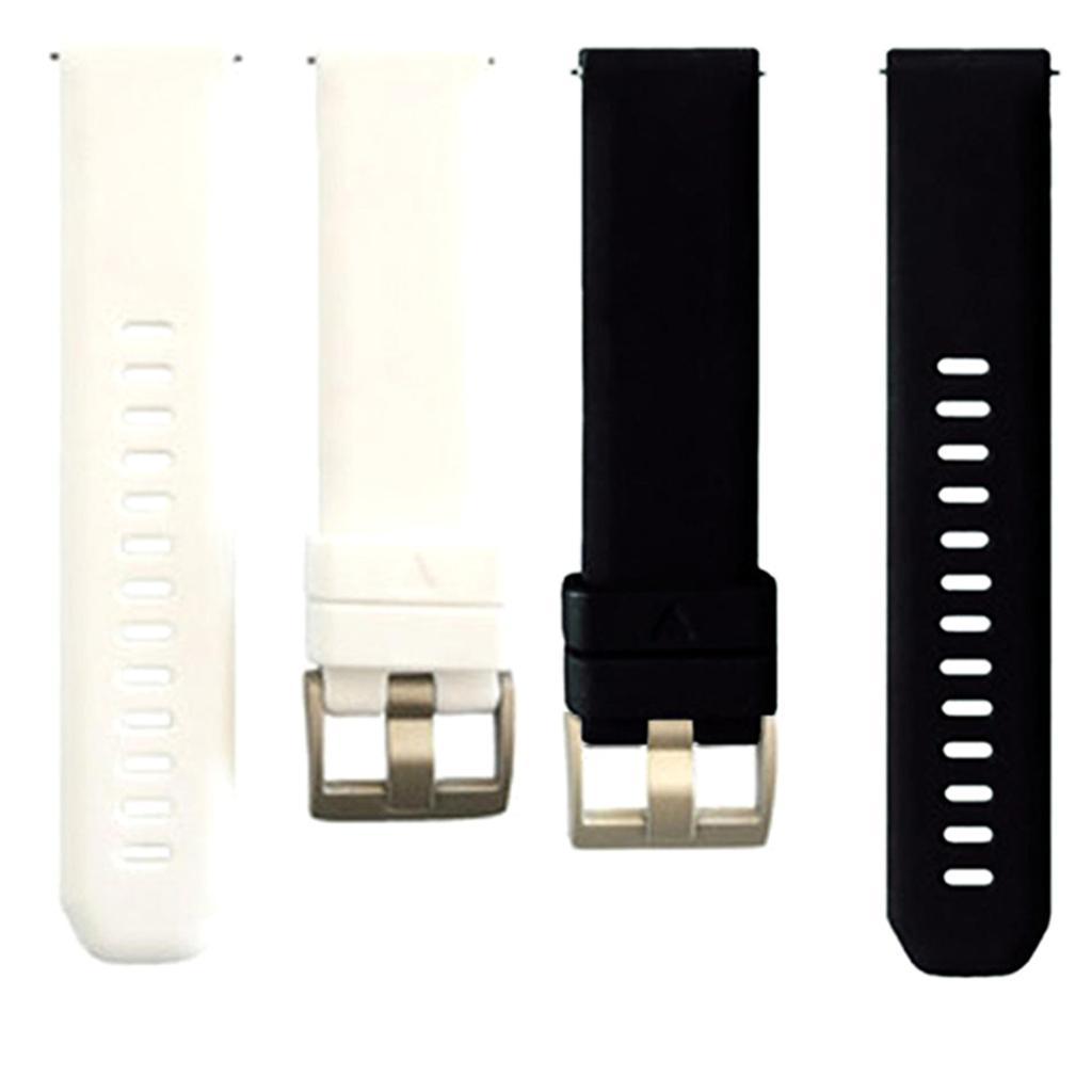 2pcs Women Men Soft Silicone Rubber Watch Bands Repalcement Quick Release Strap 20mm, Black+White