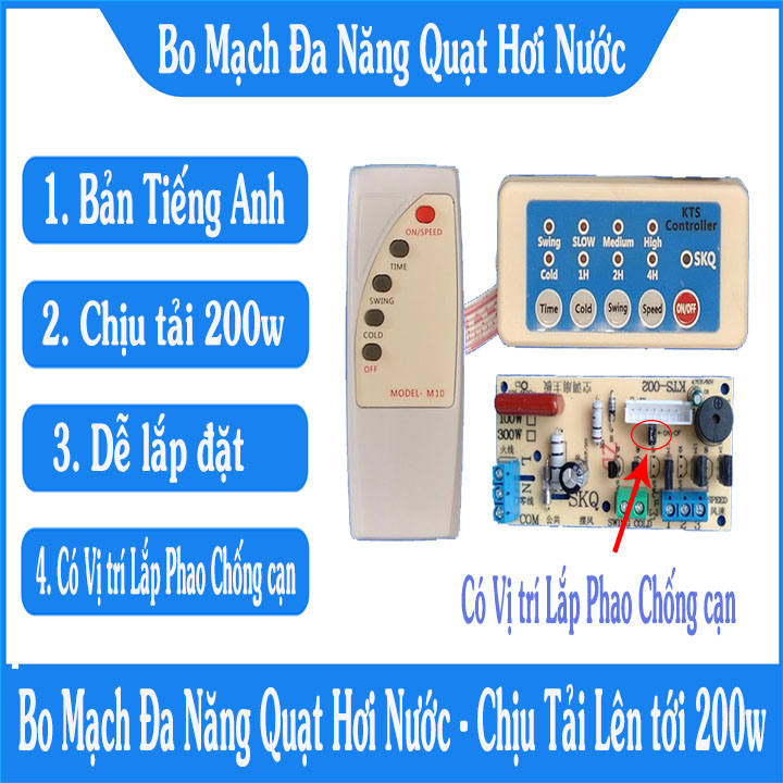 bo mạch đa năng quạt hơi nước quạt điều hòa bản tiếng việt chịu tải trên 200w