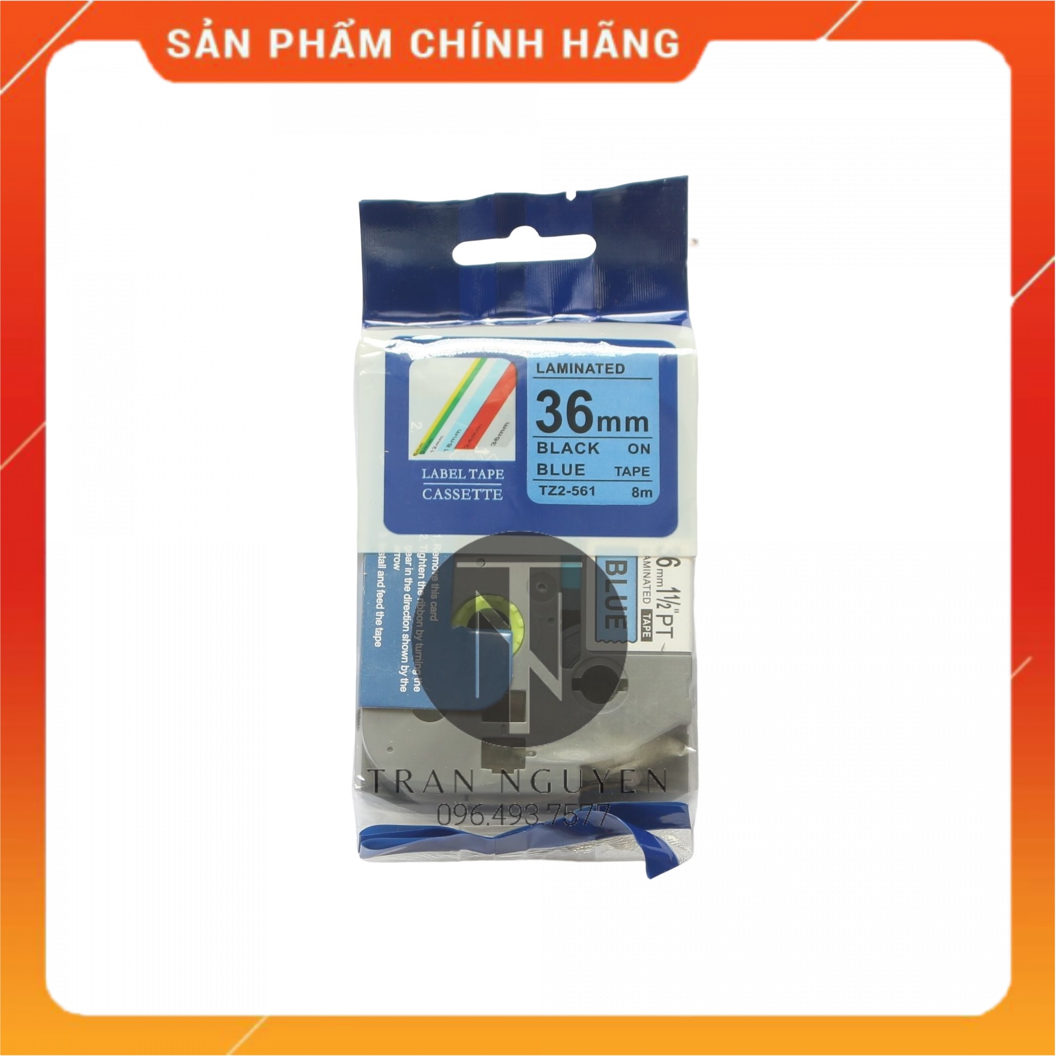 Nhãn In Brother Tz2-561 - Đen nền Dương 36mm x 8m - Hàng nhập khẩu
