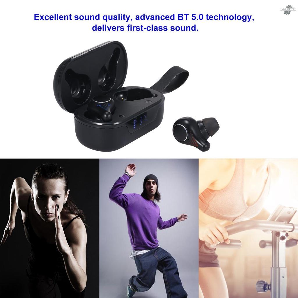 BT 5.0 True Wireless Earbuds with Charging Case TWS Earphone Sport Headset CVC 8.0 Noise Reduction LED Battery Display